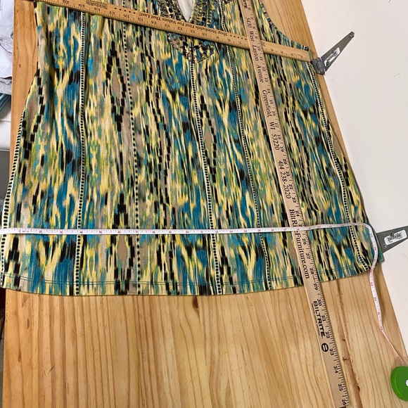 Rafaella Aqua, Yellow, Black Tunic, Tank top with Bling - Picture 4 of 6